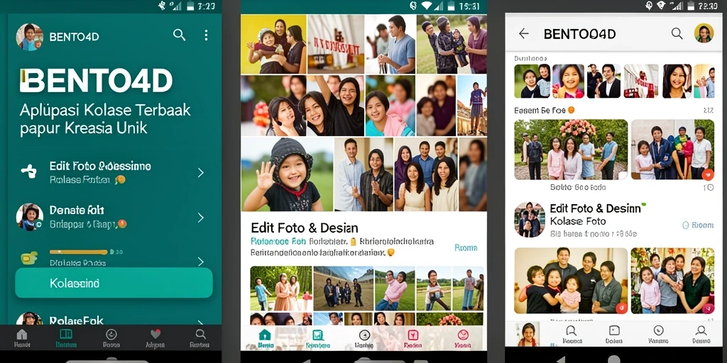 Tampilan antarmuka BENTO4D dengan fitur Kolase Foto yang menarik.