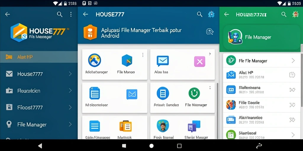 Antarmuka aplikasi HOUSE777 yang sederhana dan fungsional untuk pengelolaan file.