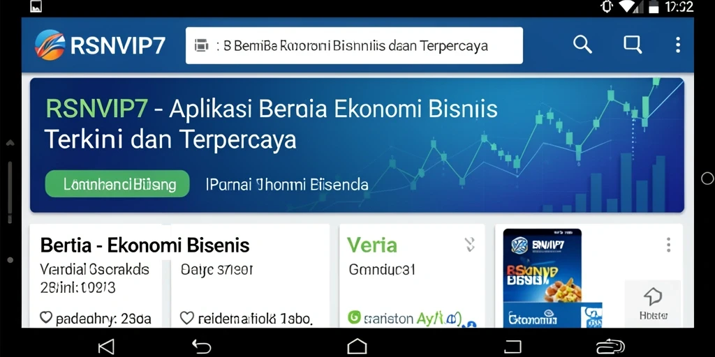 Tampilan antarmuka aplikasi RSNVIP7 dengan fitur berita bisnis.